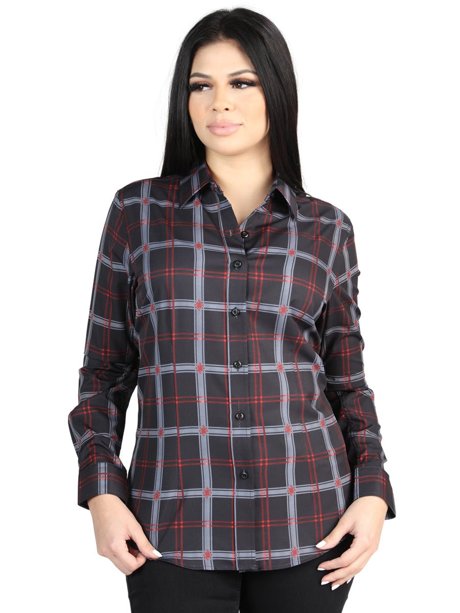 El General - Casual Long - Sleeve Shirt - Black/Gray 44726 - Diana Zapateria Inc