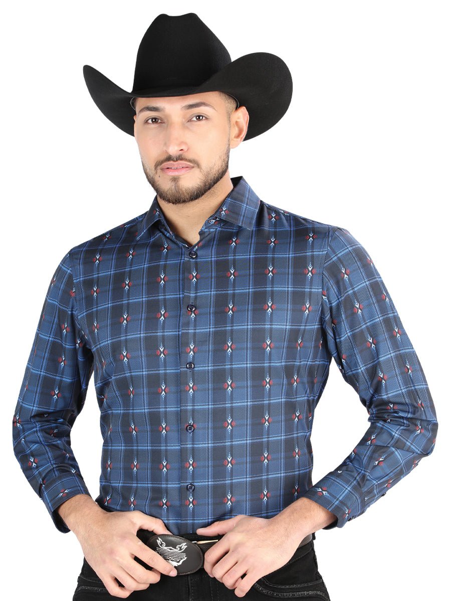 El General - Casual Long Sleeve Shirt - Blue 44704 - Diana Zapateria Inc