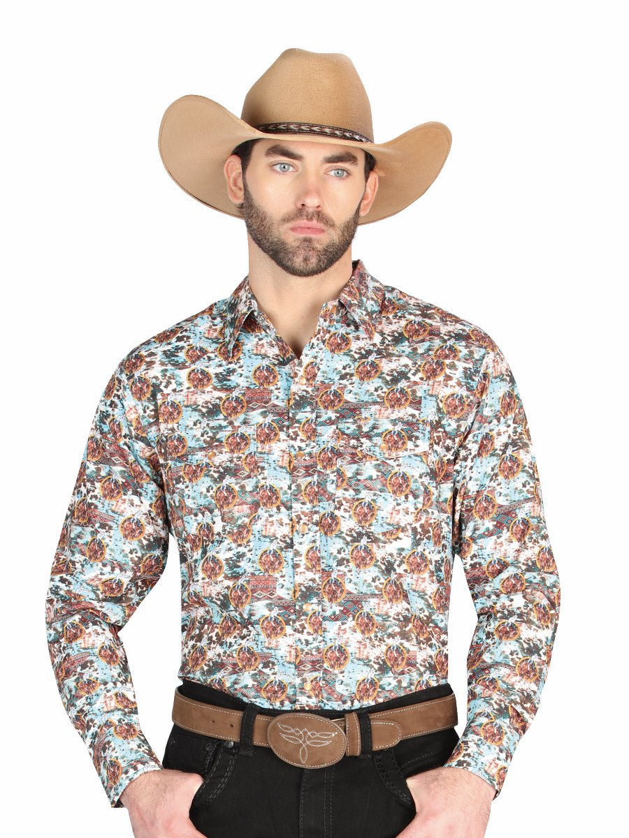El General - Casual Long Sleeve Shirt - Brown/Blue 44330 - Diana Zapateria Inc