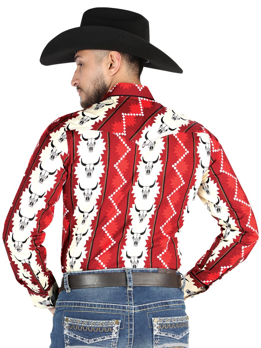 El General - Casual Long Sleeve Shirt - Burgundy 44490 - Diana Zapateria Inc