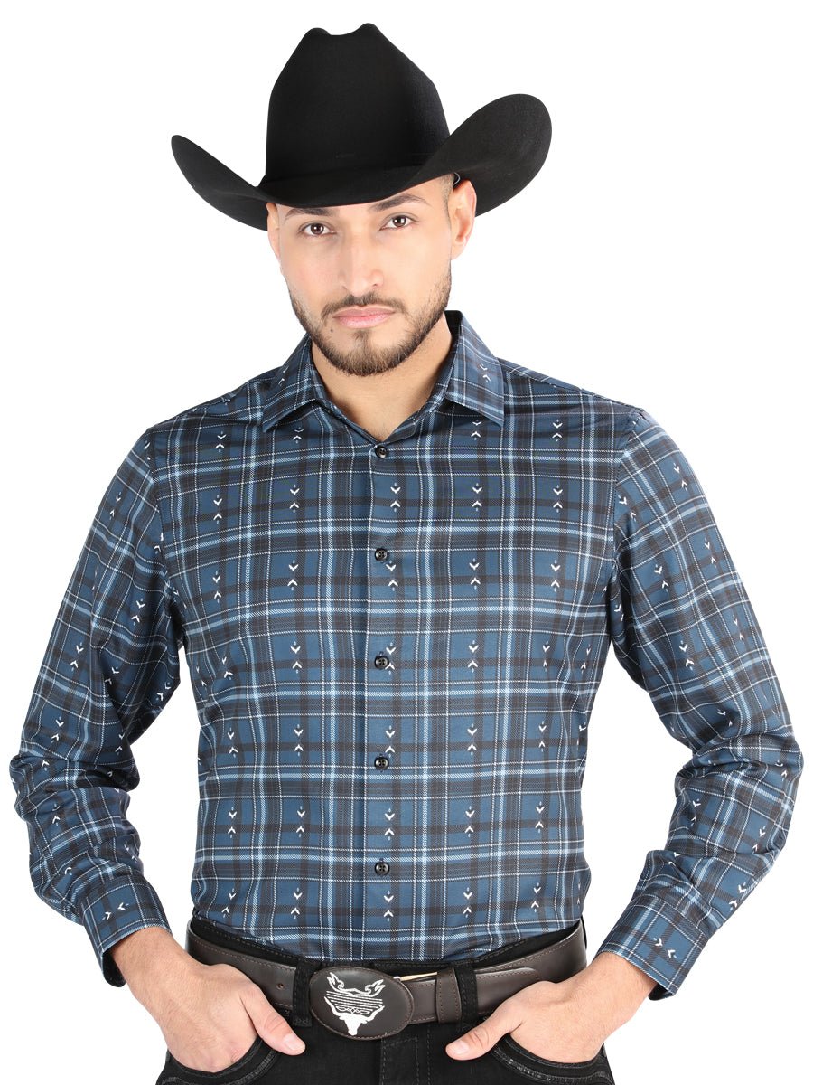 El General - Casual Long Sleeve Shirt - Gray/Blue 44706 - Diana Zapateria Inc