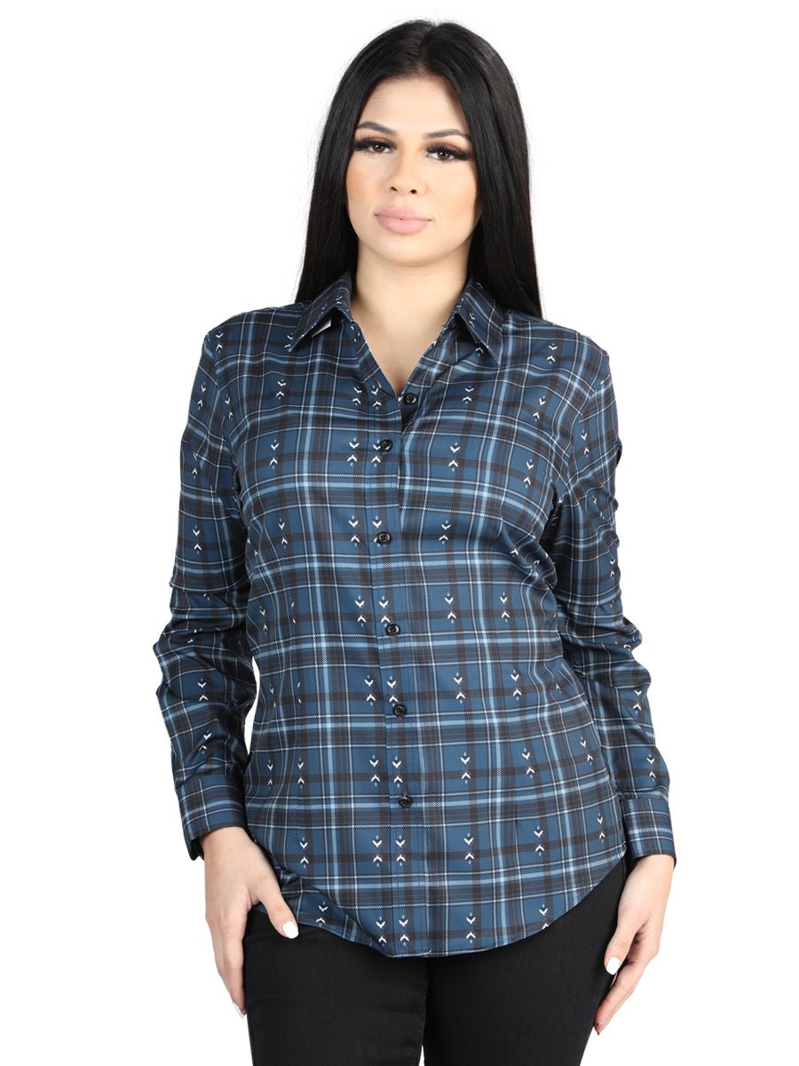 El General - Casual Long - Sleeve Shirt - Gray/Blue 44723 - Diana Zapateria Inc