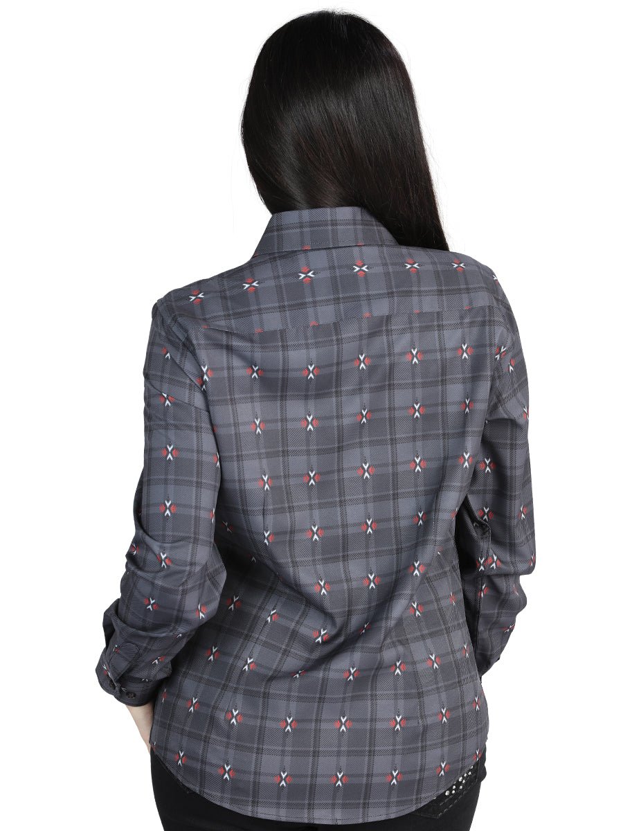 El General - Casual Long - Sleeve Shirt - Gray/Brown 44725 - Diana Zapateria Inc