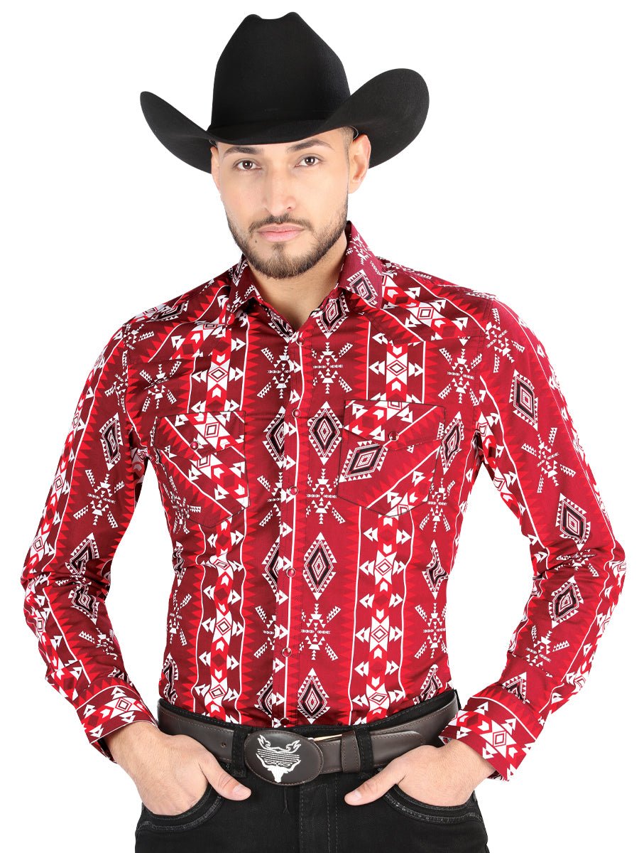 El General - Casual Long Sleeve Shirt - Red 44504 - Diana Zapateria Inc