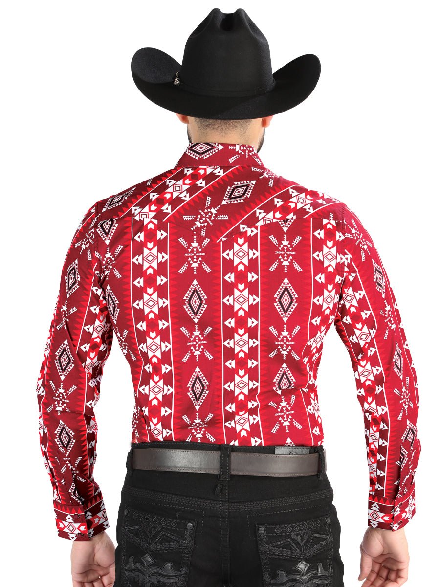 El General - Casual Long Sleeve Shirt - Red 44504 - Diana Zapateria Inc