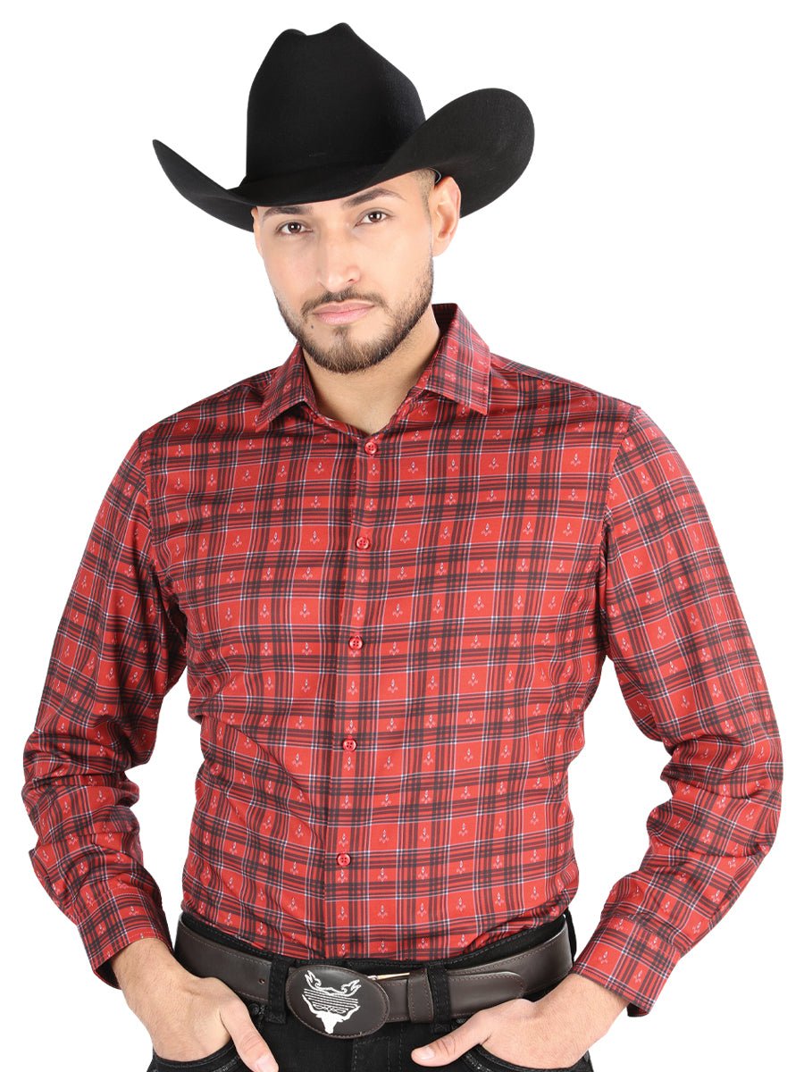 El General - Casual Long Sleeve Shirt - Red/Black 44705 - Diana Zapateria Inc