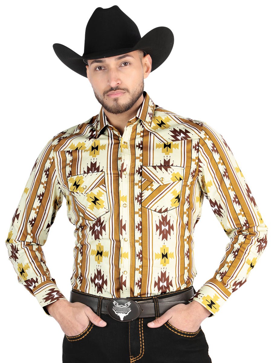 El General - Casual Long Sleeve Shirt - Taupe 44471 - Diana Zapateria Inc