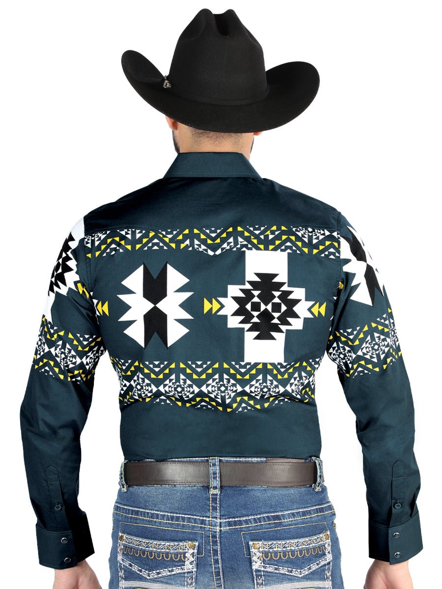 El General - Casual Long Sleeve Shirt - Teal 44486 - Diana Zapateria Inc