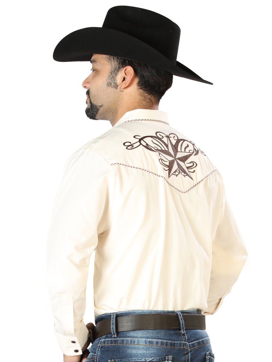 El General Embroidery Western Shirt Beige/Black 126684 - Diana Zapateria Inc