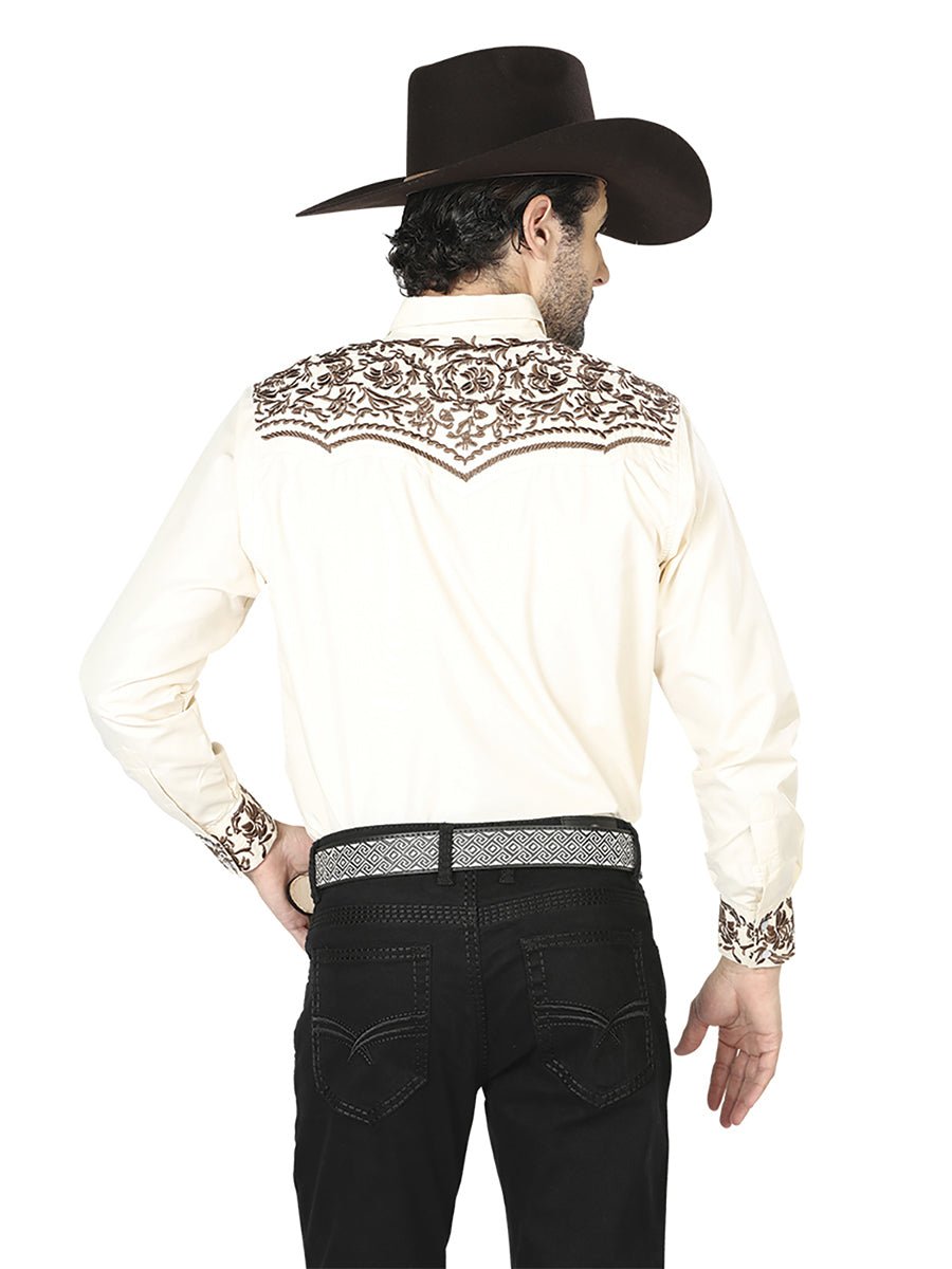 El General Embroidery Western Shirt Beige/Gold 43303 - Diana Zapateria Inc
