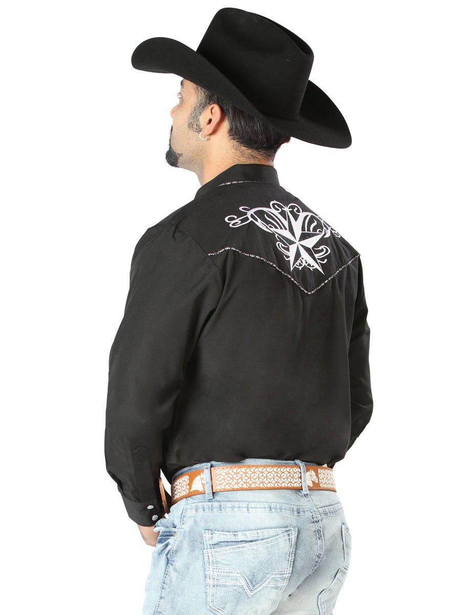 El General Embroidery Western Shirt Black/White 126682 - Diana Zapateria Inc