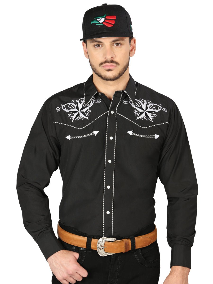 El General Embroidery Western Shirt Black/White 126682 - Diana Zapateria Inc