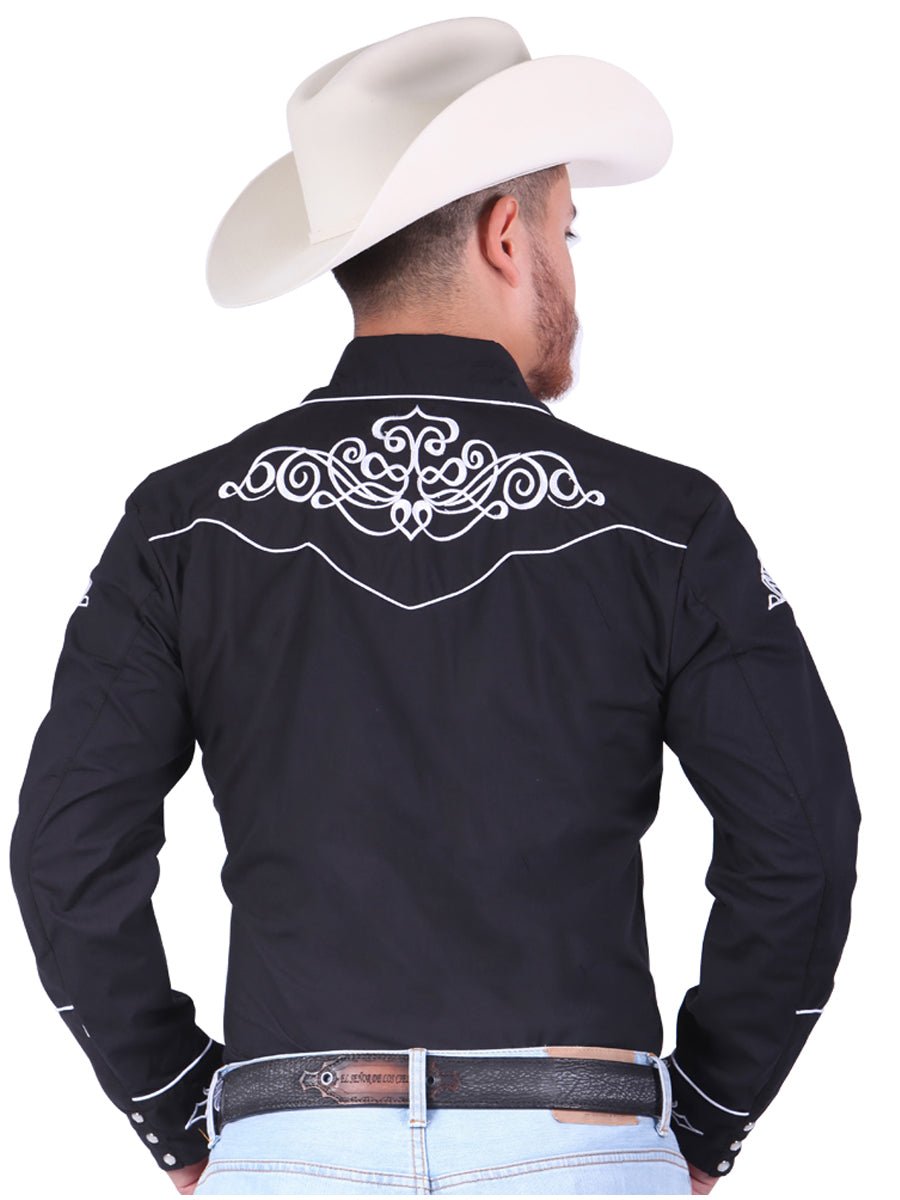 El General Embroidery Western Shirt Black/White 40983 - Diana Zapateria Inc