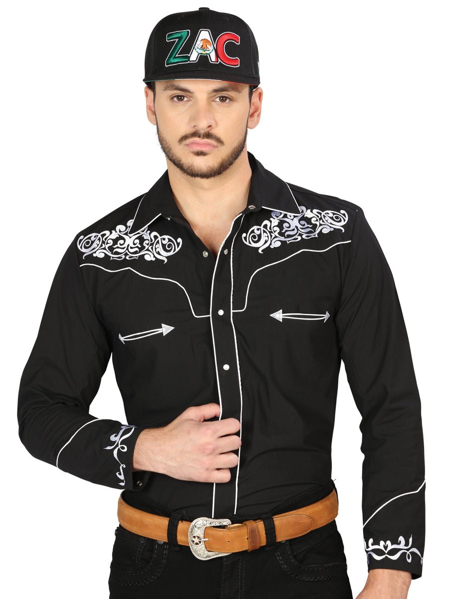 El General Embroidery Western Shirt Black/White 40987 - Diana Zapateria Inc