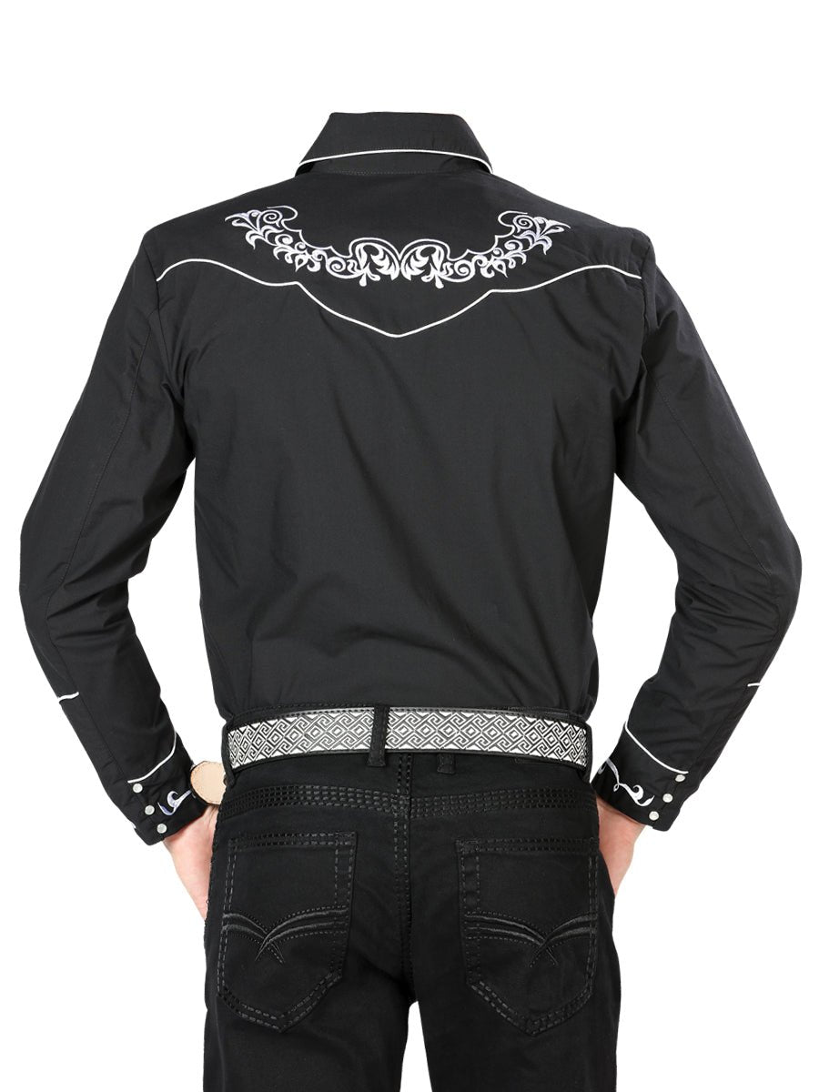 El General Embroidery Western Shirt Black/White 40987 - Diana Zapateria Inc