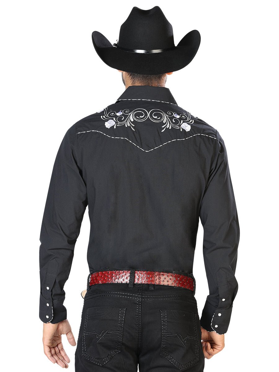 El General Embroidery Western Shirt Black/White 42940 - Diana Zapateria Inc