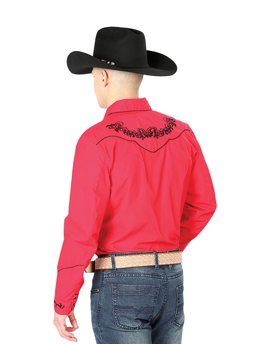 El General Embroidery Western Shirt Red/Black 40989 - Diana Zapateria Inc
