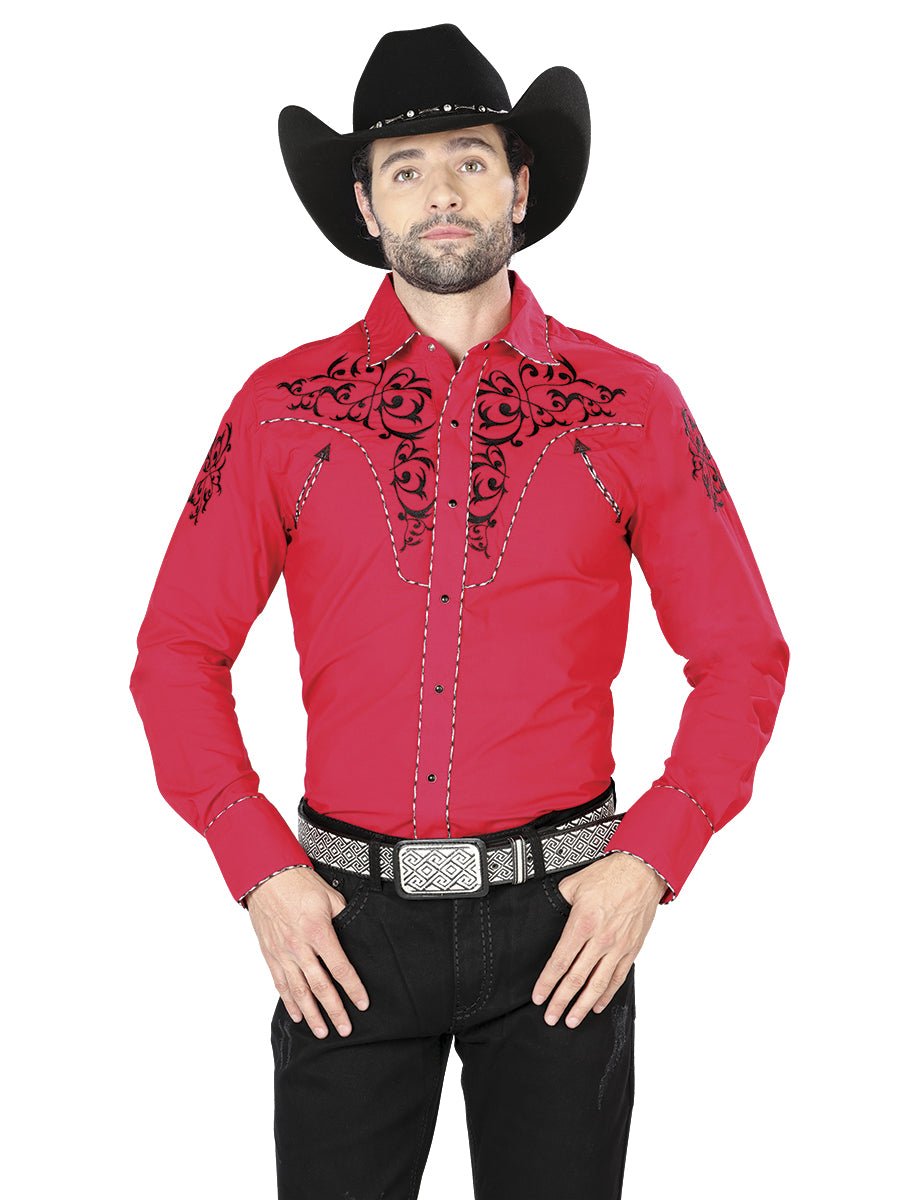 El General Embroidery Western Shirt Red/Black 40992 - Diana Zapateria Inc