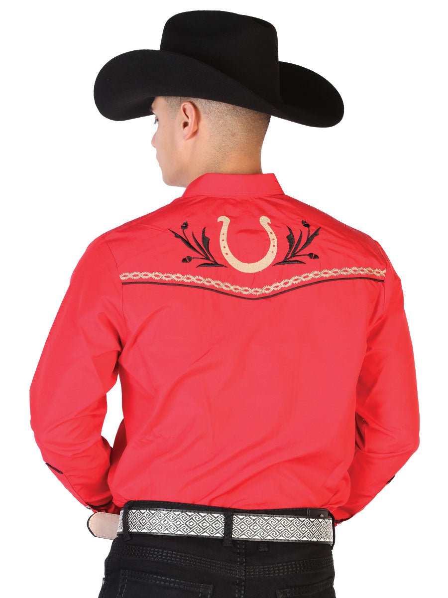 El General Embroidery Western Shirt Red/Black 43294 - Diana Zapateria Inc