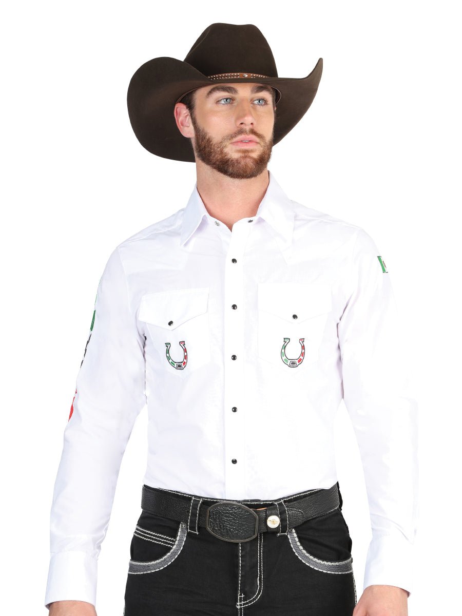 El General Embroidery Western Shirt White 44282 - Diana Zapateria Inc
