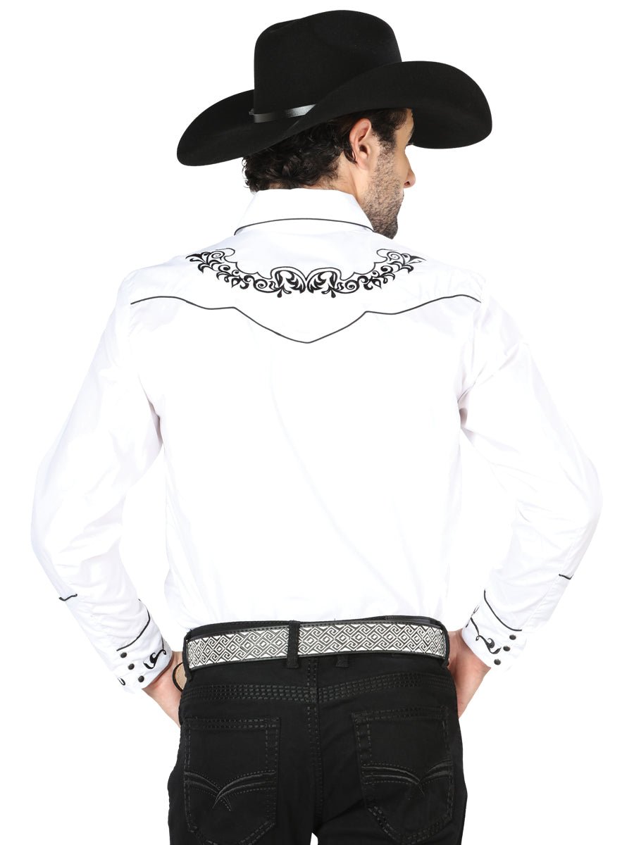 El General Embroidery Western Shirt White/Black 40988 - Diana Zapateria Inc