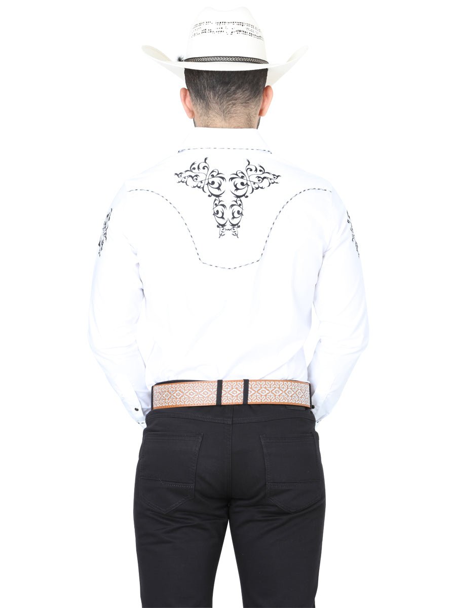 El General Embroidery Western Shirt White/Black 40991 - Diana Zapateria Inc