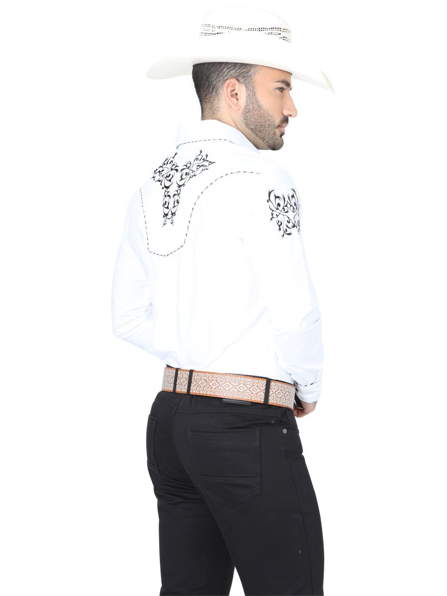 El General Embroidery Western Shirt White/Black 40991 - Diana Zapateria Inc