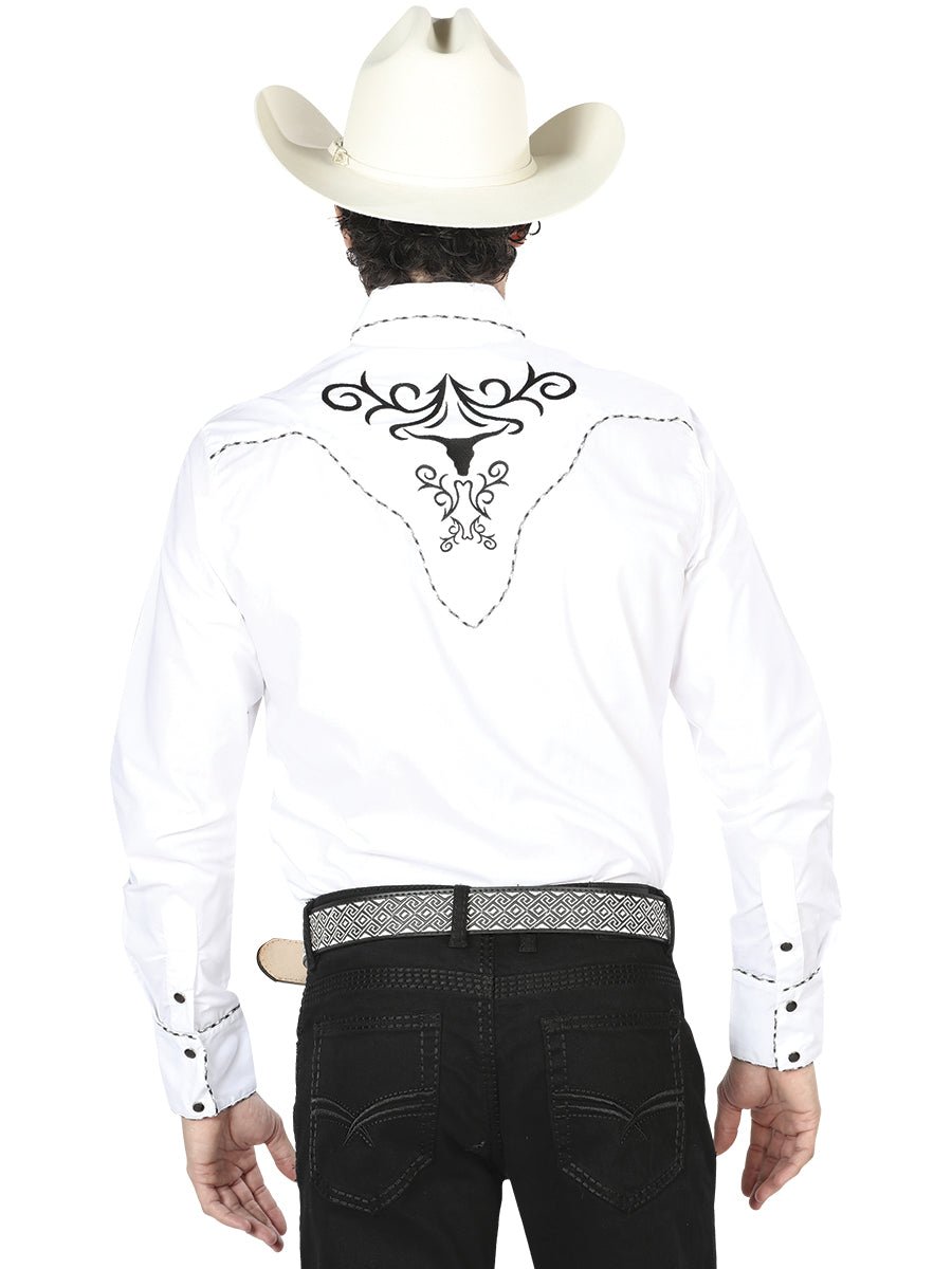 El General Embroidery Western Shirt White/Black 41004 - Diana Zapateria Inc