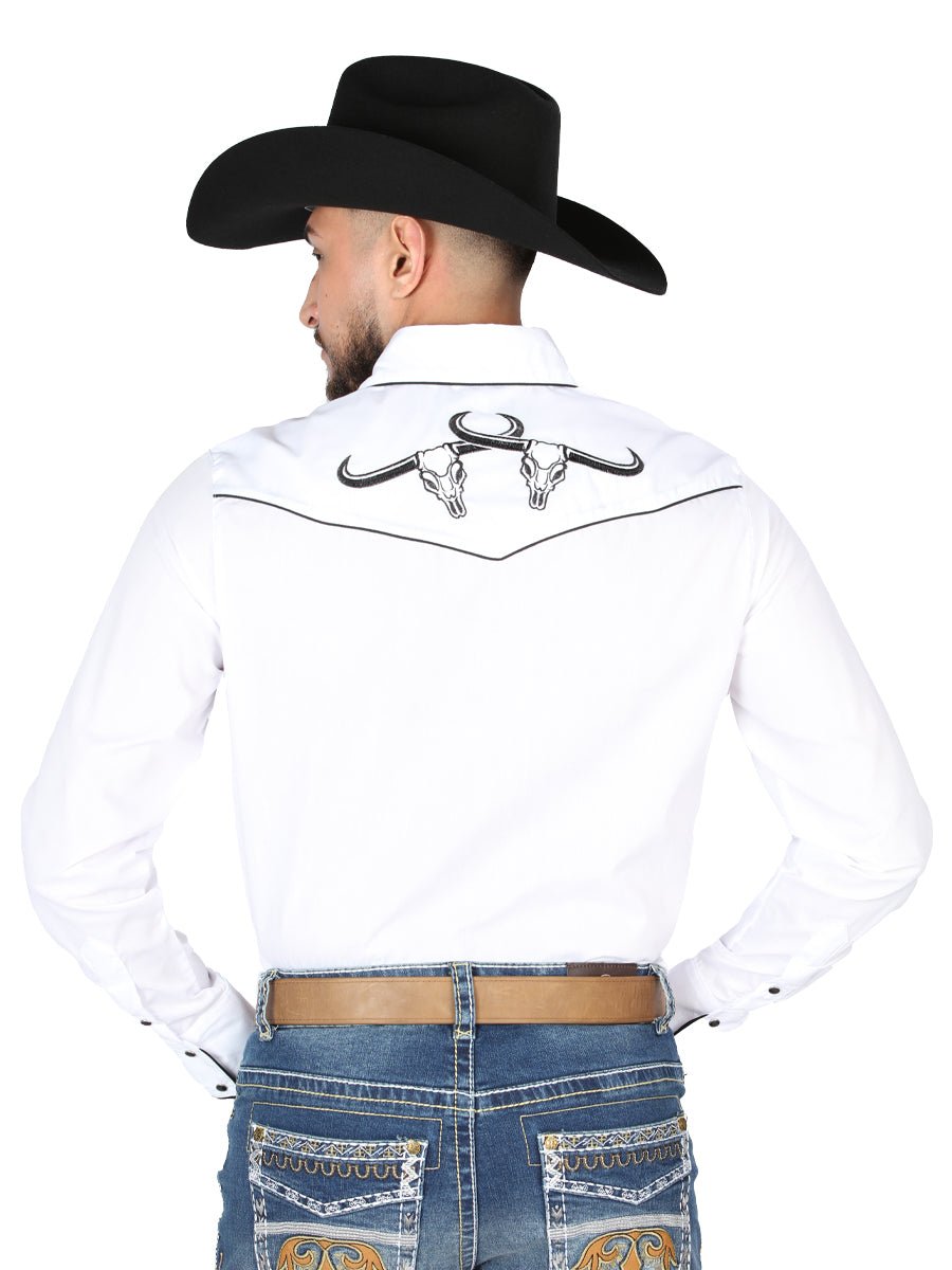 El General Embroidery Western Shirt White/Black 44302 - Diana Zapateria Inc
