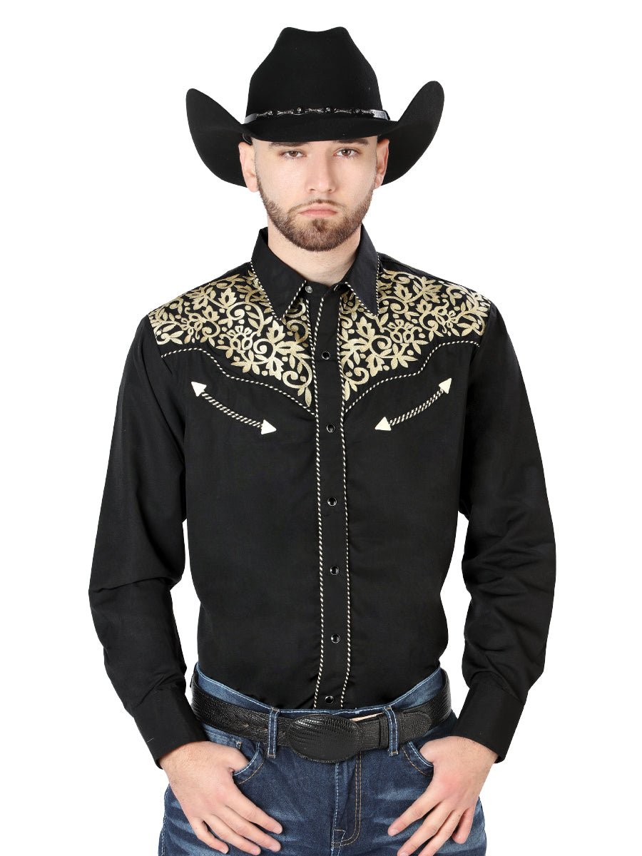 El General Emdroidery Western Shirt Black/Gold 44192 - Diana Zapateria Inc