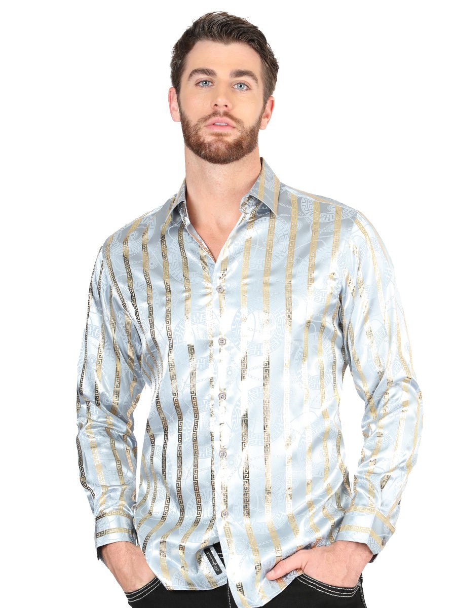 El General Grey/Gold Casual Long - Sleeve Shirt 44578 - Diana Zapateria Inc