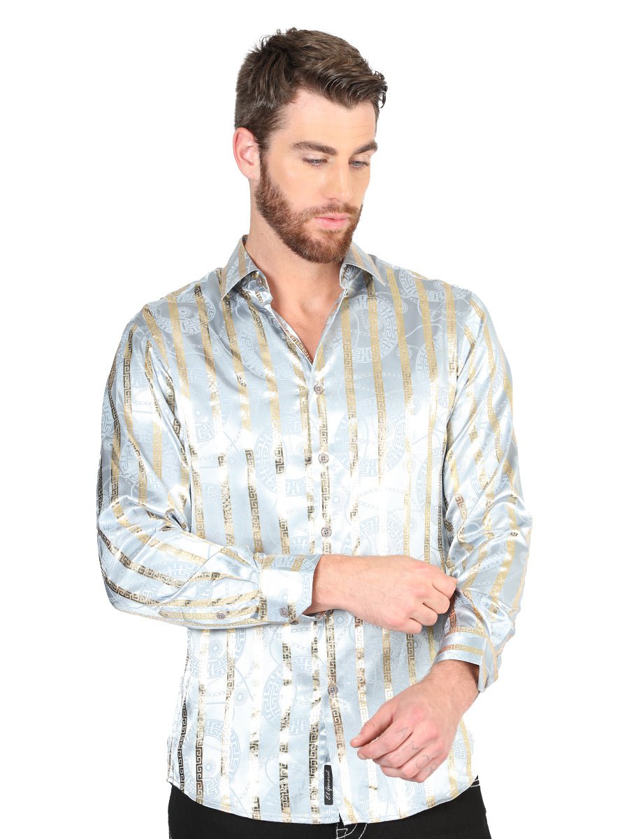 El General Grey/Gold Casual Long - Sleeve Shirt 44578 - Diana Zapateria Inc