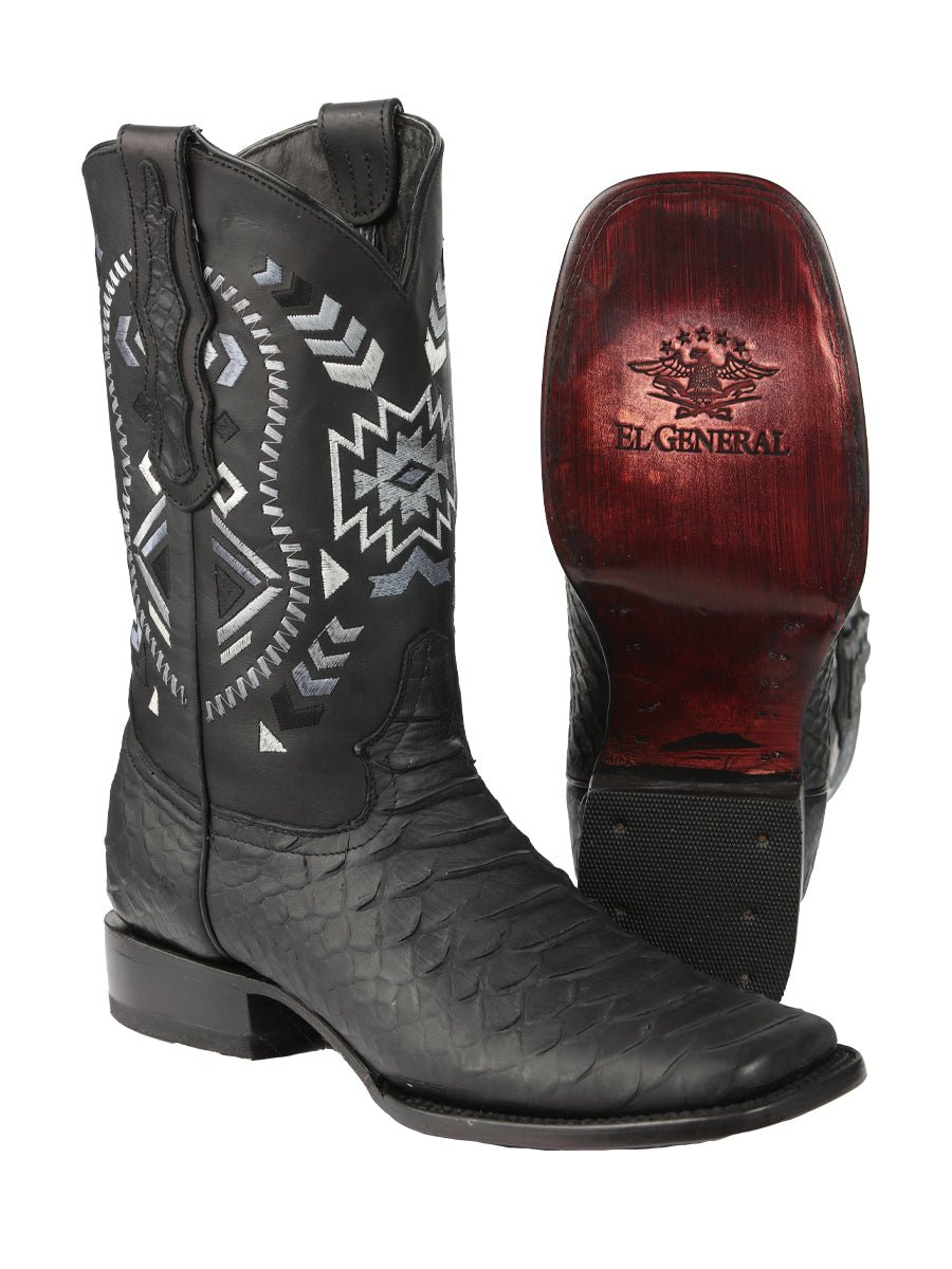 El General Men’s Black Python Imitation Rodeo Boots 45398 - Diana Zapateria Inc