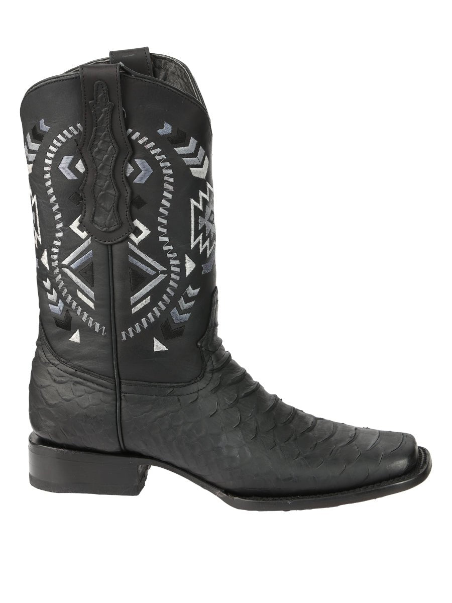 El General Men’s Black Python Imitation Rodeo Boots 45398 - Diana Zapateria Inc