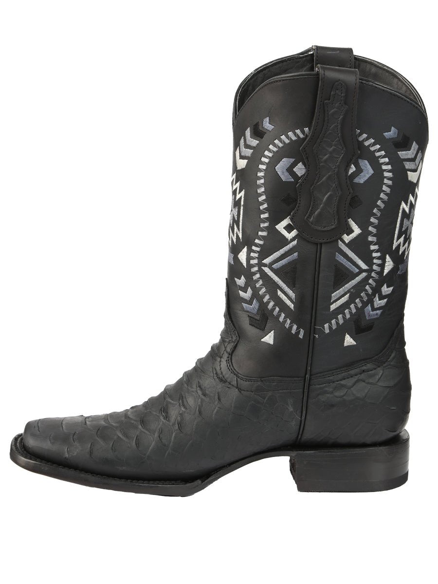 El General Men’s Black Python Imitation Rodeo Boots 45398 - Diana Zapateria Inc