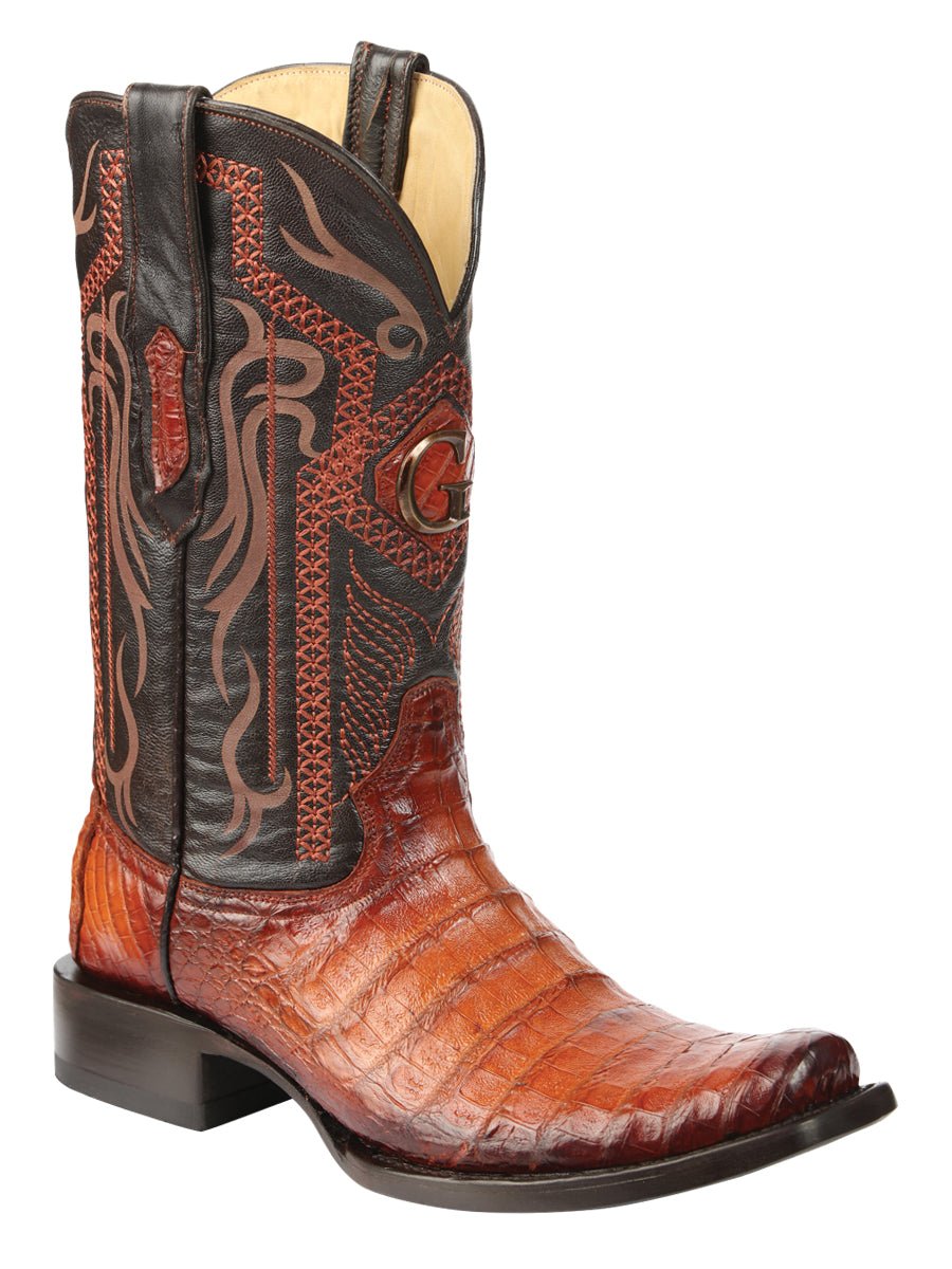 El General Men's Exotic Caiman Belly Cowboy Boots - Cognac 45520 - Diana Zapateria Inc