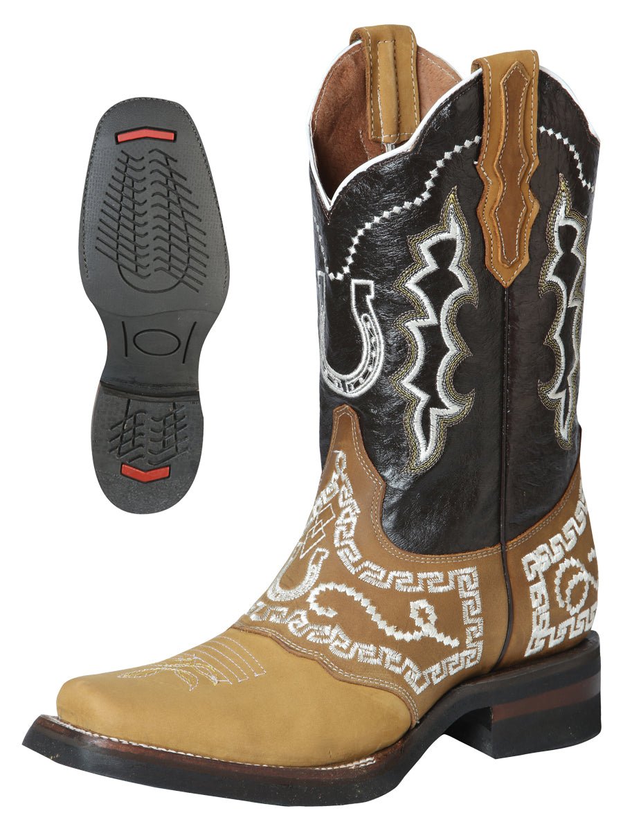 El General Rodeo Boot - Nobuck Honey with Embroidery 51111 - Diana Zapateria Inc