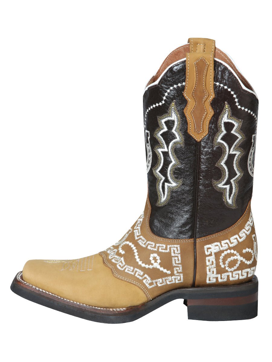 El General Rodeo Boot - Nobuck Honey with Embroidery 51111 - Diana Zapateria Inc
