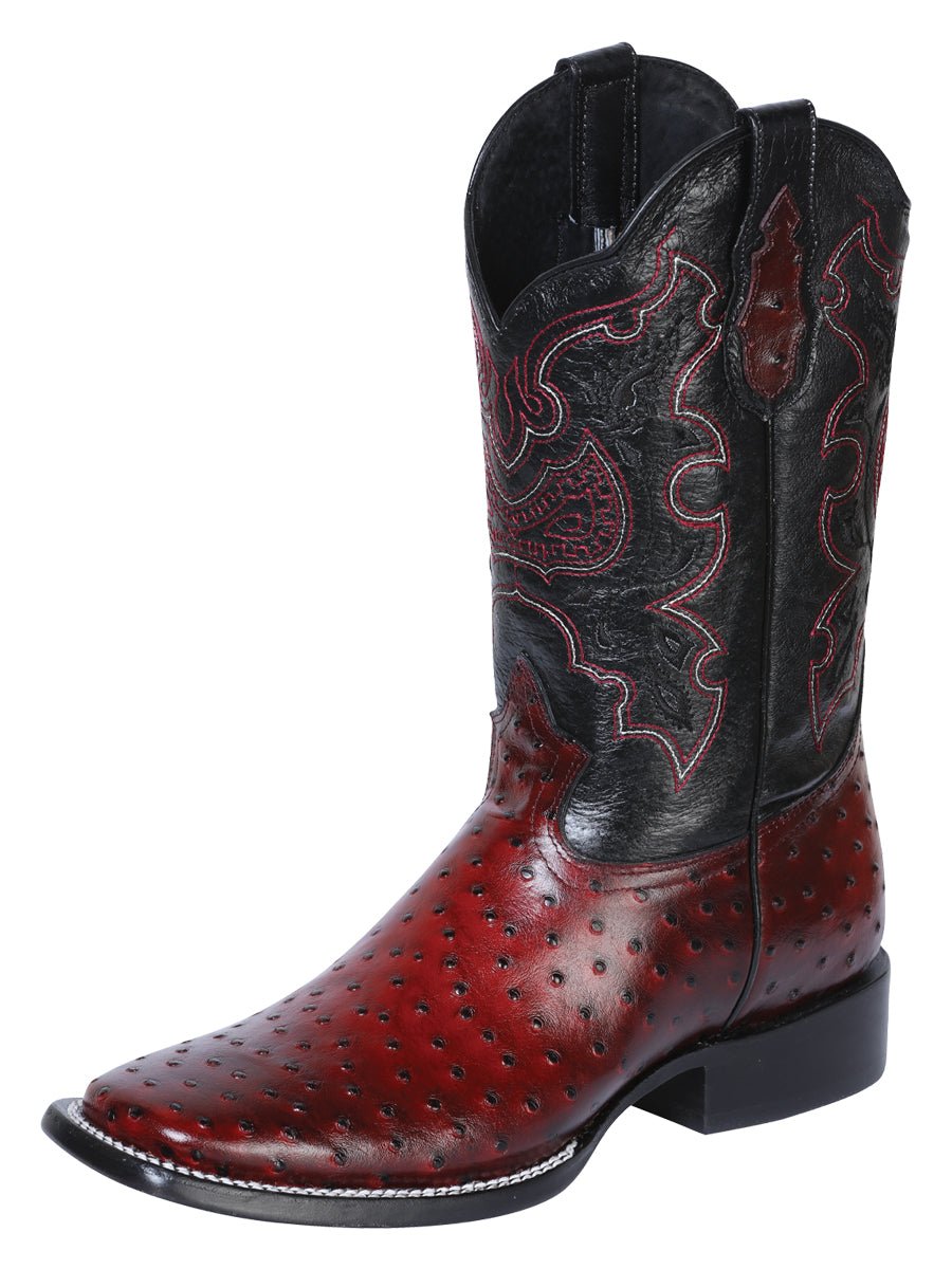 El General Rodeo Boot - Printed Ostrich Burgundy 41901 - Diana Zapateria Inc