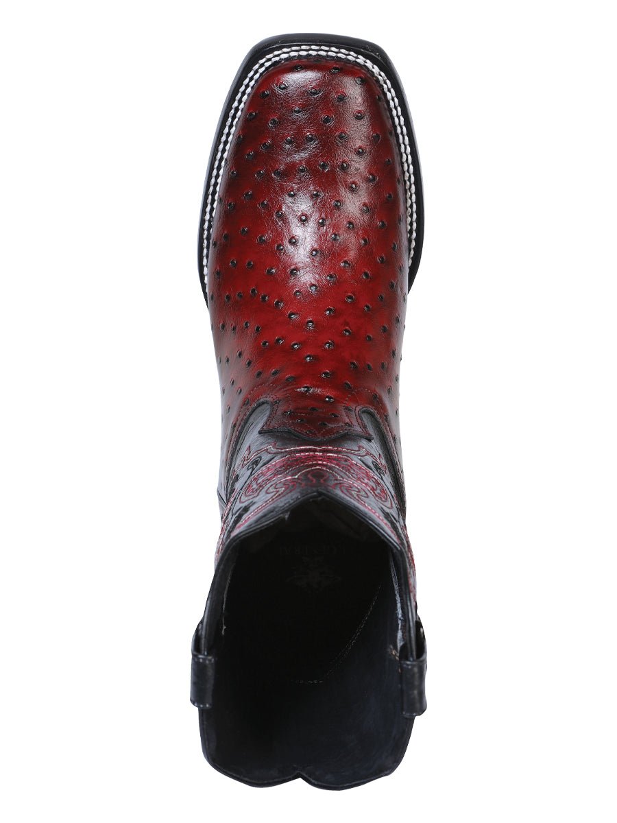 El General Rodeo Boot - Printed Ostrich Burgundy 41901 - Diana Zapateria Inc