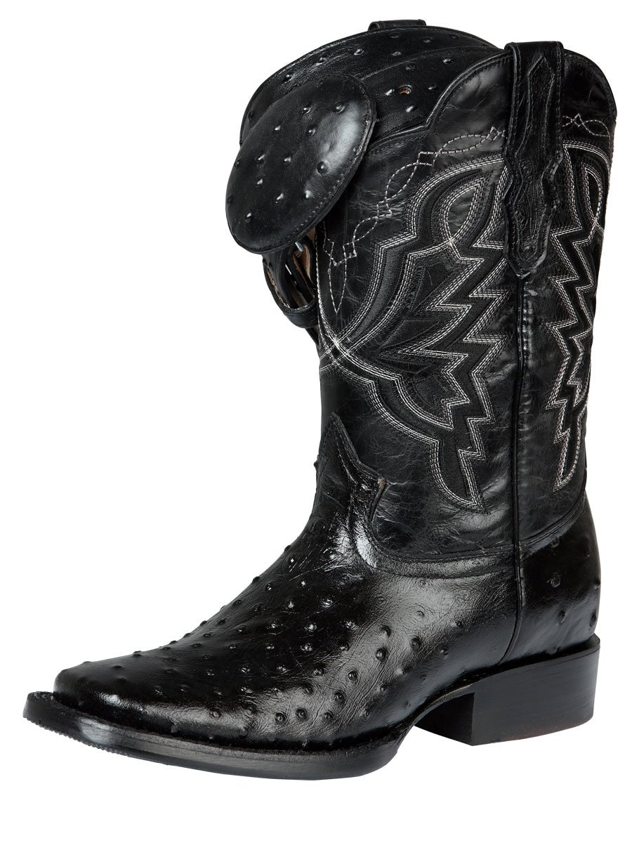 El General Rodeo - Printed Ostrich skin boot - Black 44673 - Diana Zapateria Inc