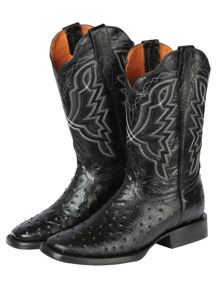 El General Rodeo - Printed Ostrich skin boot - Black 44673 - Diana Zapateria Inc