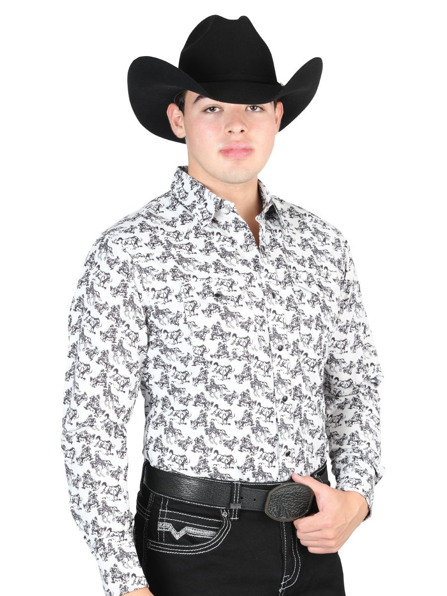 El General Western Shirt - White/Gray 44325 - Diana Zapateria Inc
