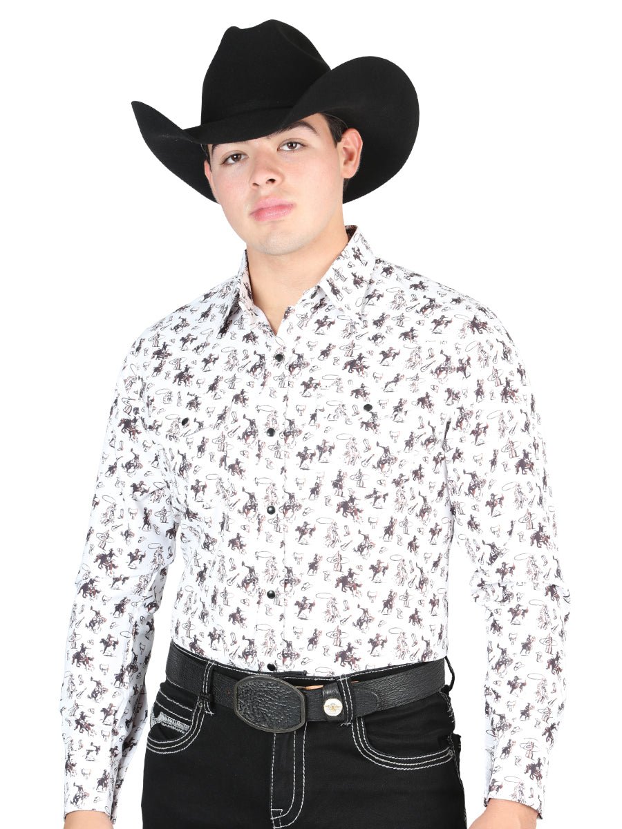 El General Western Shirt - White/Multi 44327 - Diana Zapateria Inc