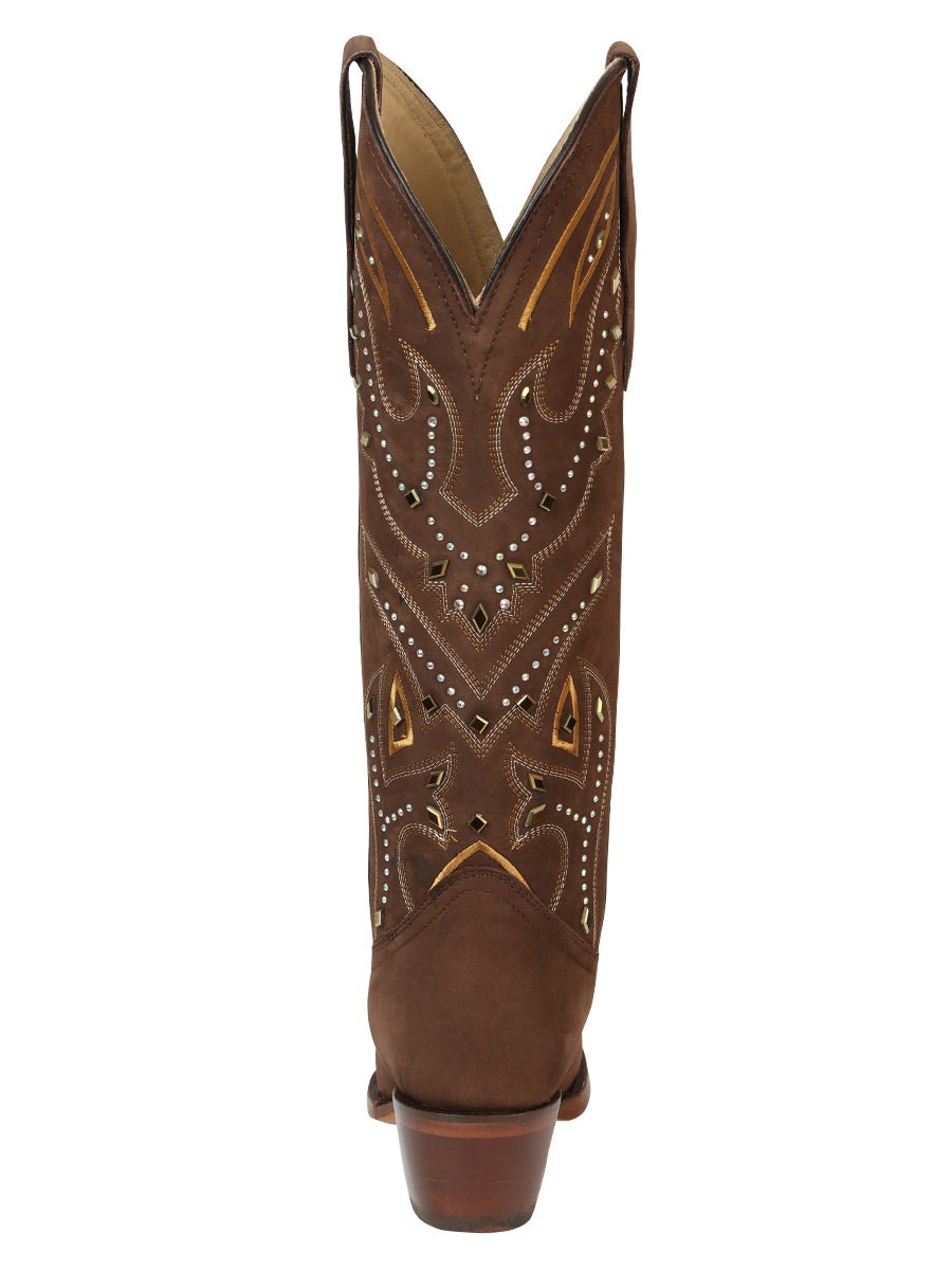 El General Women’s Embroidered Western Boots - Brown 45792 - Diana Zapateria Inc