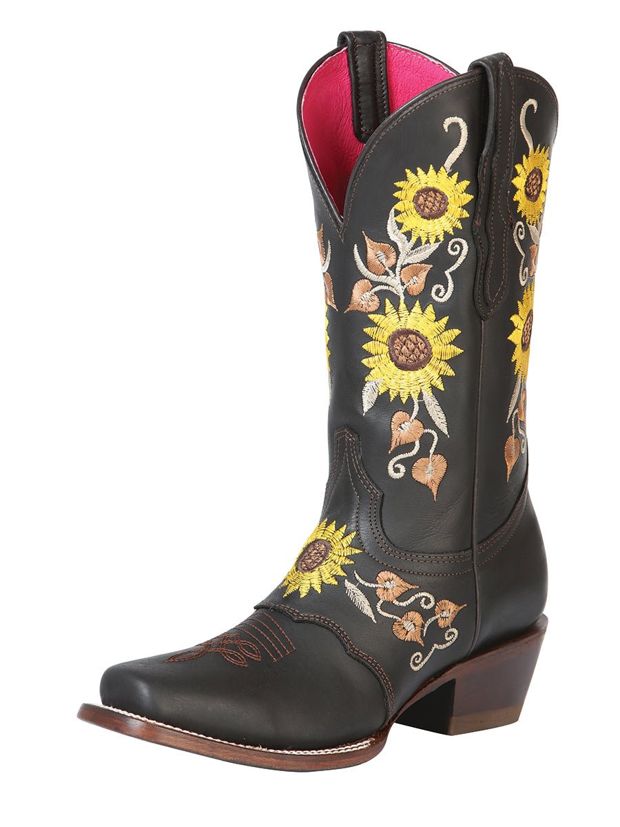 El General Womens Rodeo Boot - Dark Brown/Sunflowers 51144 - Diana Zapateria Inc