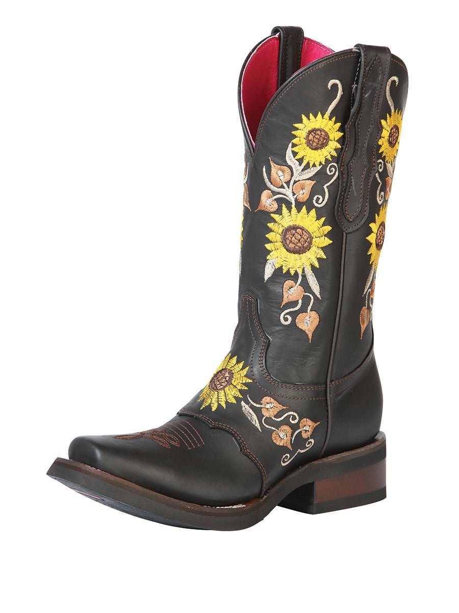 El General Womens Rodeo Boot - Dark Brown/Sunflowers 51149 - Diana Zapateria Inc