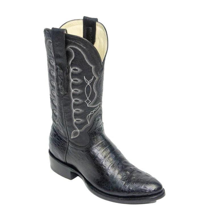 El Reparo Men's Print Caiman Hornback Round Toe Boots - Black - Tanner Mark Boots