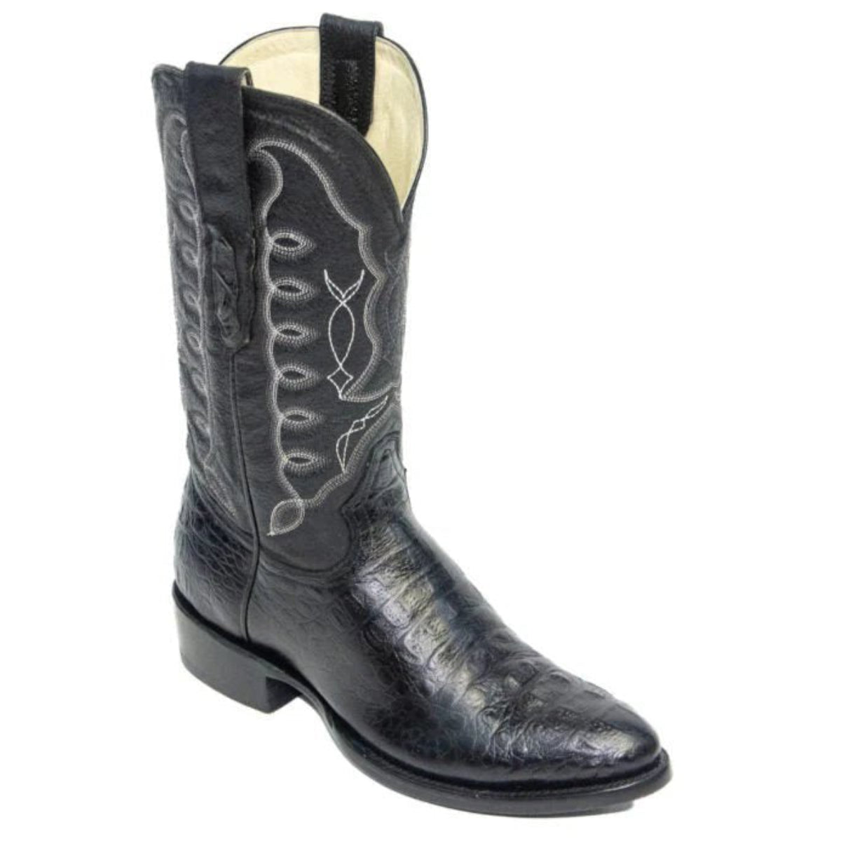 El Reparo Men's Print Caiman Hornback Round Toe Boots - Black - Tanner Mark Boots
