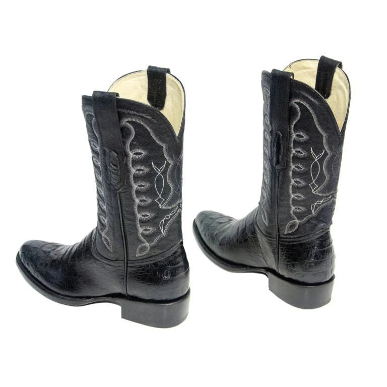 El Reparo Men's Print Caiman Hornback Round Toe Boots - Black - Tanner Mark Boots